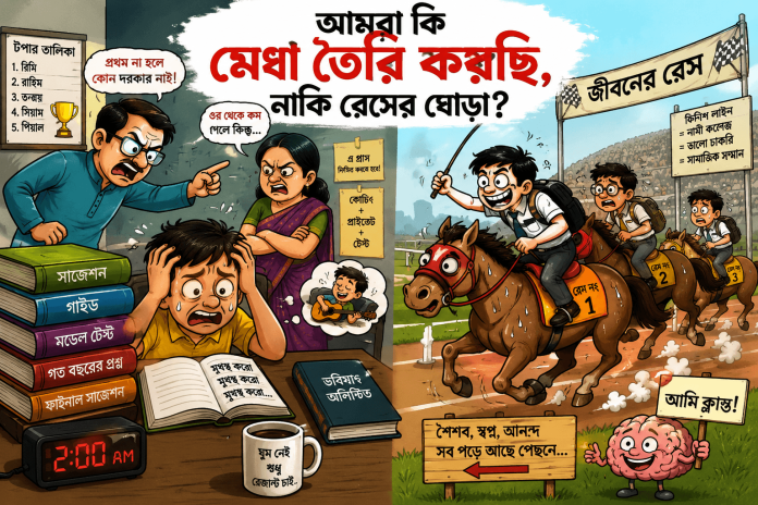 আধুনিক শিক্ষাব্যবস্থায় অতিরিক্ত প্রতিযোগিতা ও মানসিক চাপের প্রতিফলন